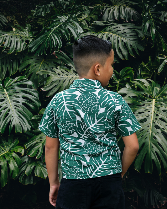 Keiki Boys Aloha Shirt | Green Ulu