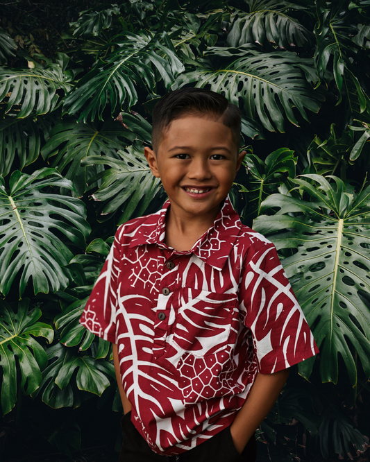 Keiki Boys Aloha Shirt | Red Ulu