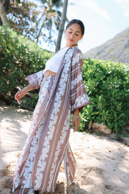 Kimono Long Cover Up | Naupaka Rose Taupe