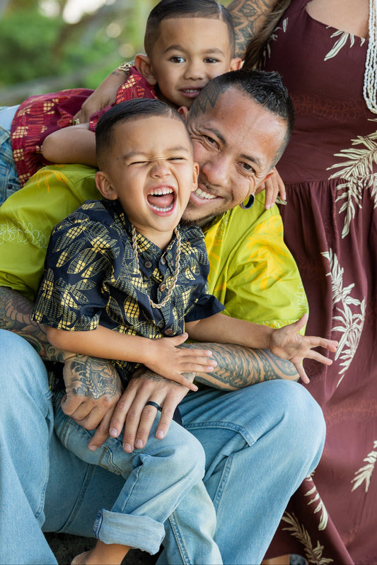 Keiki Boys Aloha Shirt | Palaka Fern Black