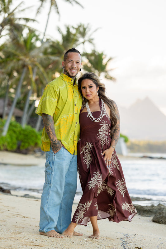 Men's Aloha Shirt Full Button Down | Lauae Green