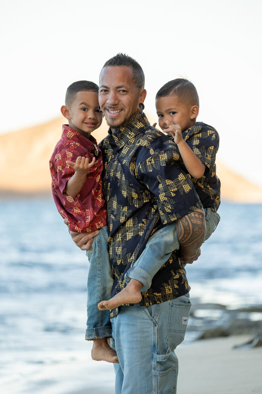 Keiki Boys Aloha Shirt | Palaka Fern Black