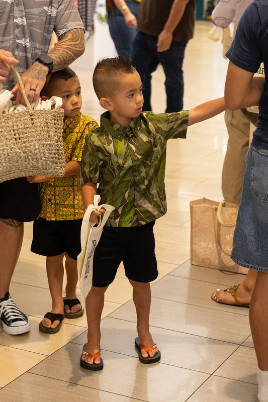 Keiki Boys Aloha Shirt | Heliconia Tribal Forest