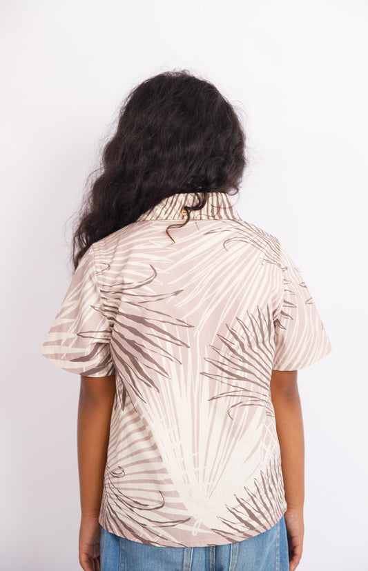 Keiki Boys Aloha Shirt | Loulu Palm Grey