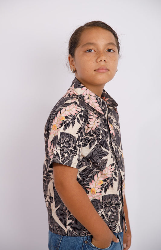 Keiki Boys Aloha Shirt | Shell Banana Apricot