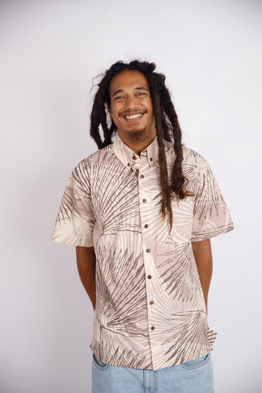 Men's Aloha Shirt Full Button Down | Loulu Palm Grey