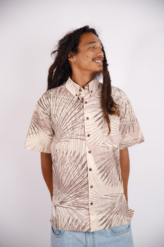 Men's Aloha Shirt Full Button Down | Loulu Palm Grey