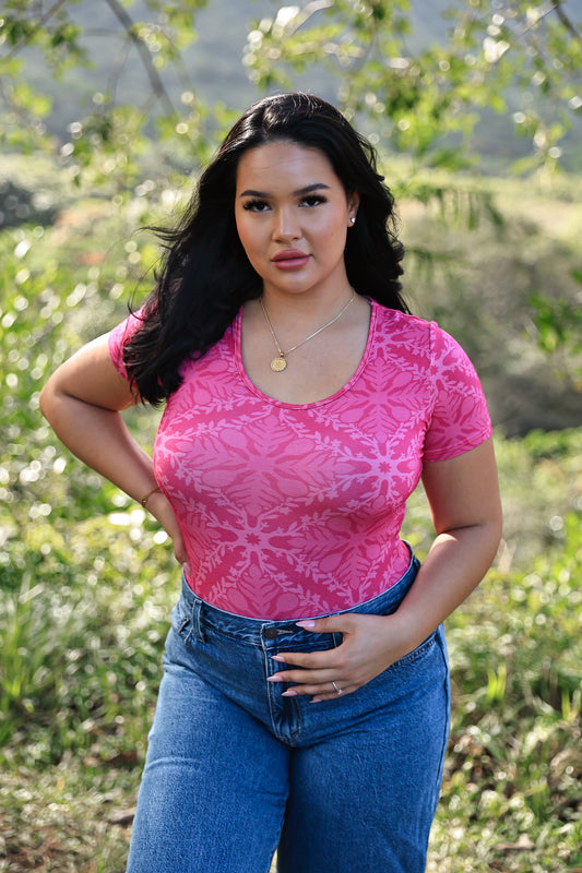 Kana Bodysuit | Hawaiian Quilt Pink (KALA MAI)