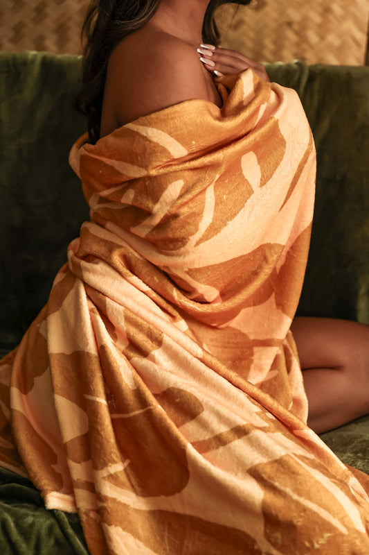 Plush Blanket | Brown Monstera