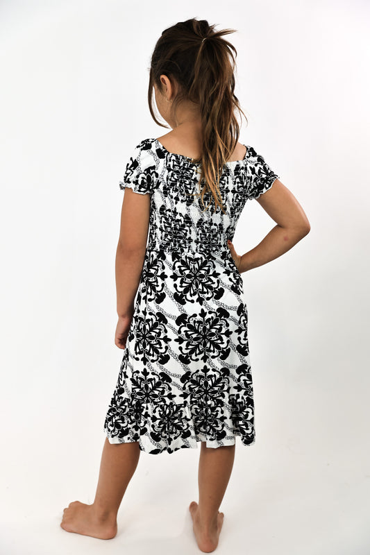 Keiki Kilinoe Dress | Puakenikeni Quilt White/Black