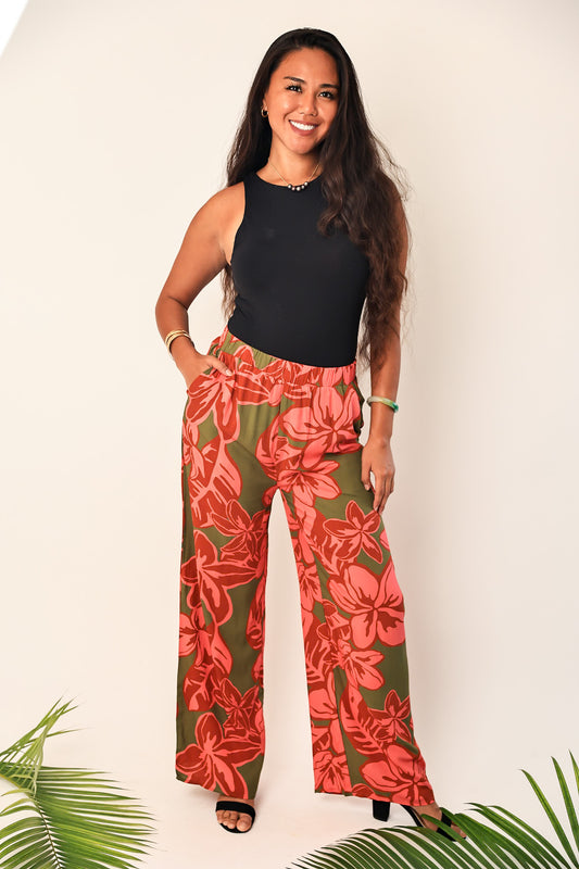 Hele Palazzo Pants Pua Melia Berry Pink – LexBreezy Hawaii