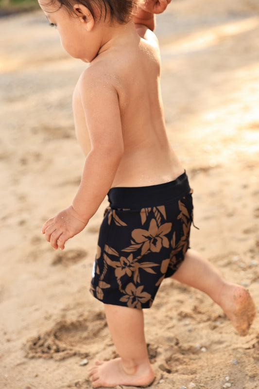 Keiki Board Shorts | Orchid Ti Leaf Kukui Nut (KALA MAI)