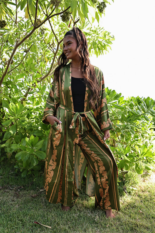 Kimono Long Cover Up | Naupaka Olive