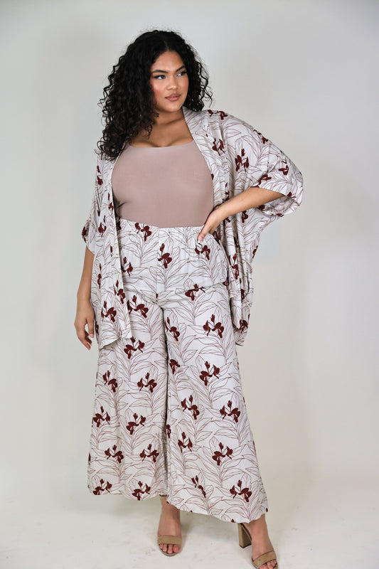 'A'ahu Cover Up | Light Grey/Maroon Ginger
