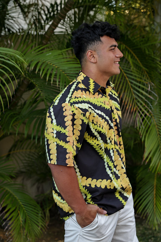 Men's Aloha Shirt | Lei Mau Loa Black (KALA MAI)