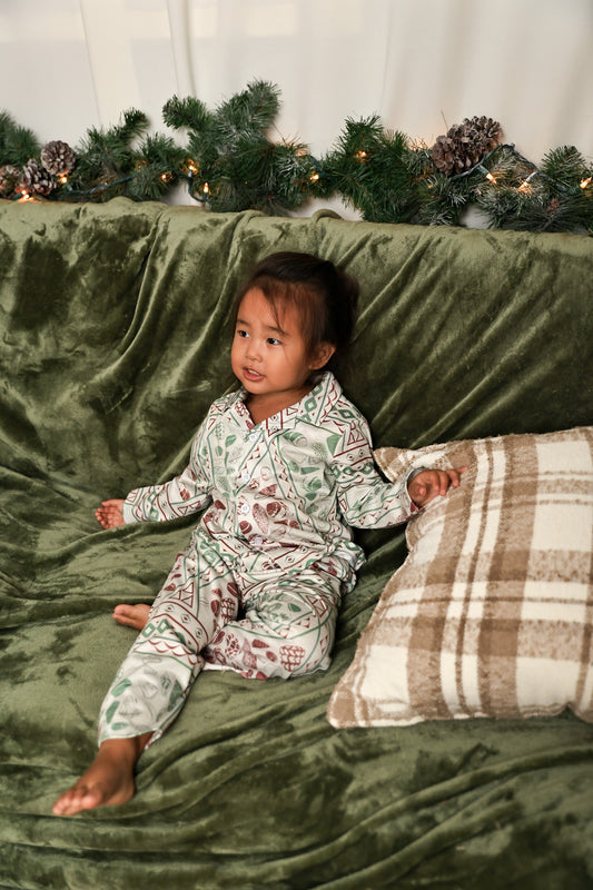 Keiki Pajama Set | Jingle Shells Xmas Red/Green (KALA MAI)