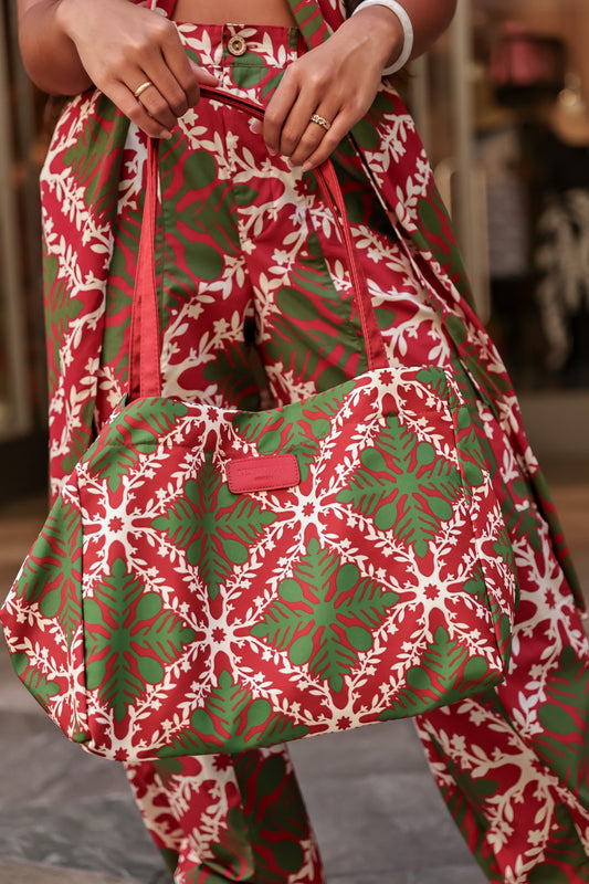 Kahakai Bag | Hawaiian Quilt Red/Green