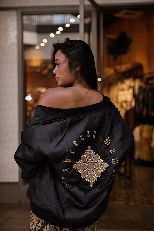 Kamali’i Bomber | Hawaiian Quilt Gold/Black