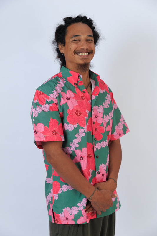 Men's Aloha Shirt Full Button Down | Pua Kala Lei Forest