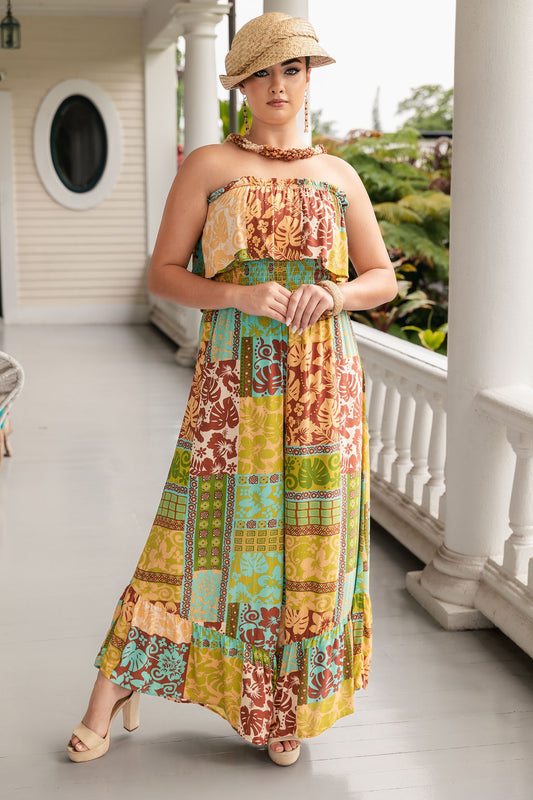 Flow Strapless Jumpsuit | Heirloom Patch Limeaide