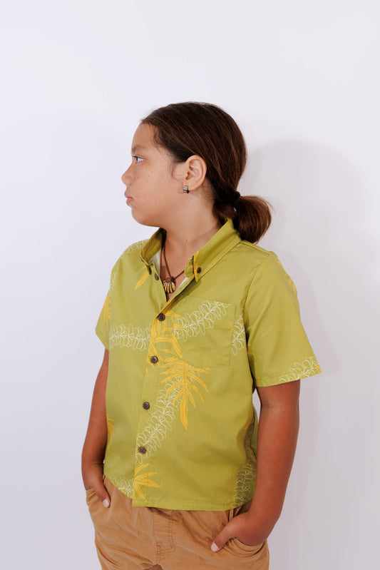 Keiki Boys Aloha Shirt | Lauae Green