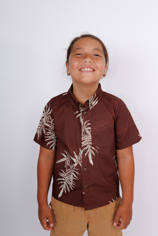 Keiki Boys Aloha Shirt | Lauae Brown