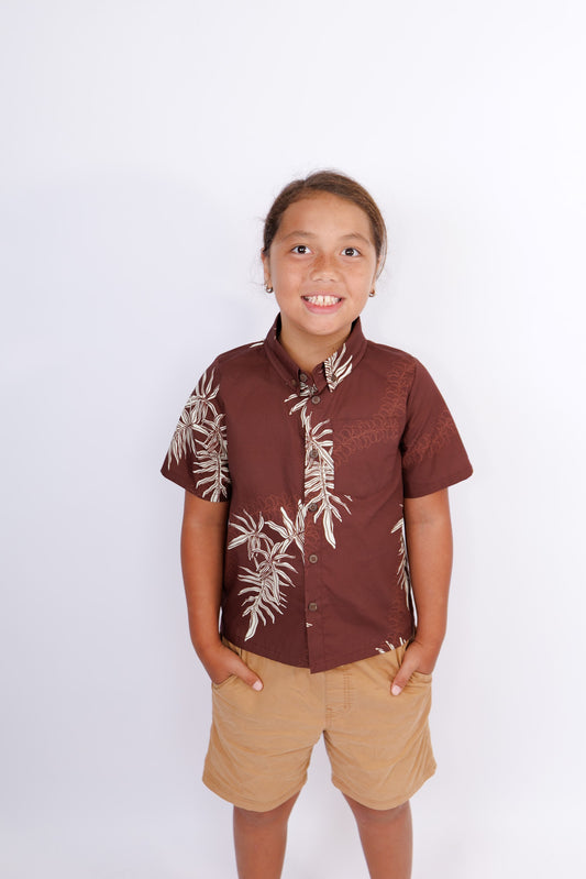 Keiki Boys Aloha Shirt | Lauae Brown