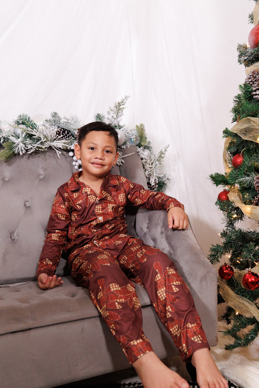 Keiki Pajama Set | Palaka Fern Burgundy