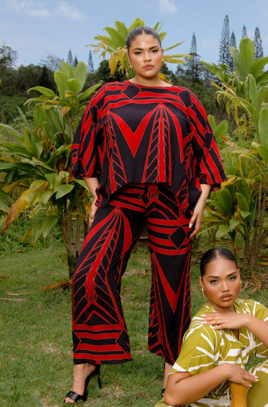 Makuahine Blouse | Lauhala Niho Red/Black (KALA MAI)