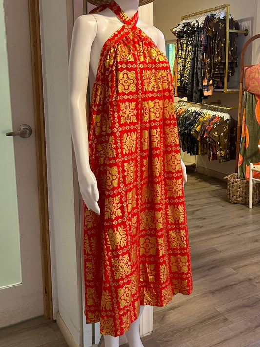 Hi'iaka Dress | Quilt Metallic Red/Gold (KALA MAI)
