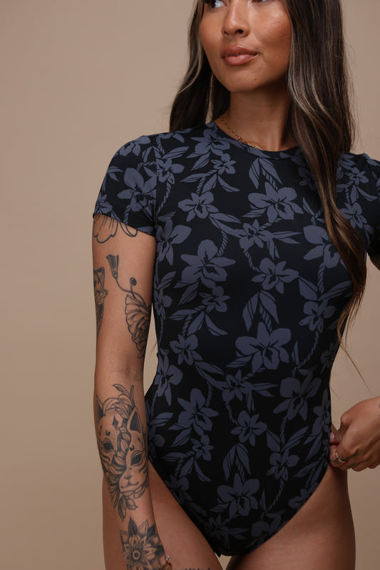 T-Shirt Bodysuit | Orchid Ti Leaf Black ABT x LBH