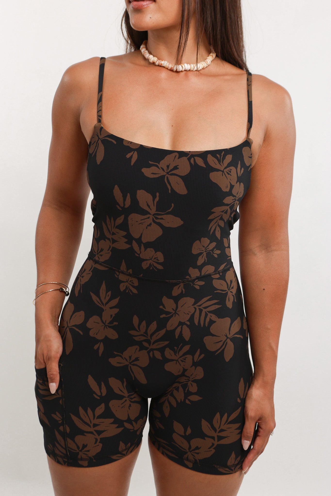 Kayla Jumpsuit | Pua Okika Mocha Black – LexBreezy Hawaii