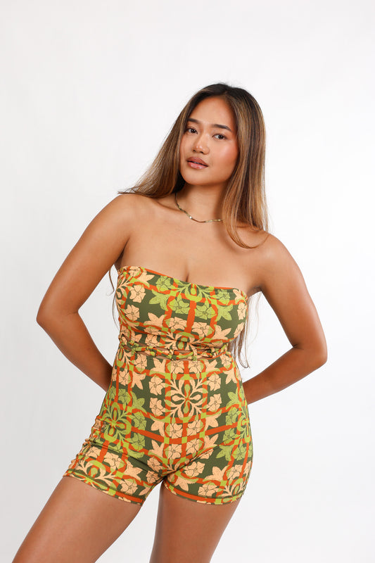 Paisley Strapless Jumpsuit | Palaka Quilt Pineapple