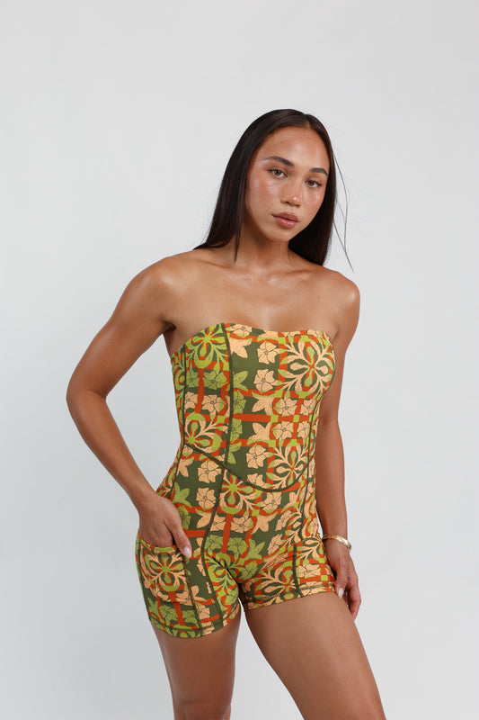 Sweetheart Strapless Jumpsuit | Palaka Quilt Pineapple ABT X LBH