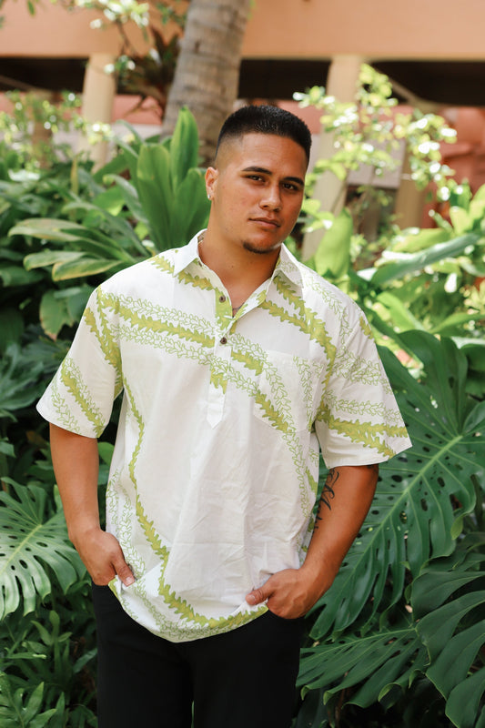 Men's Aloha Shirt | Lei Pakalana White (KALA MAI )