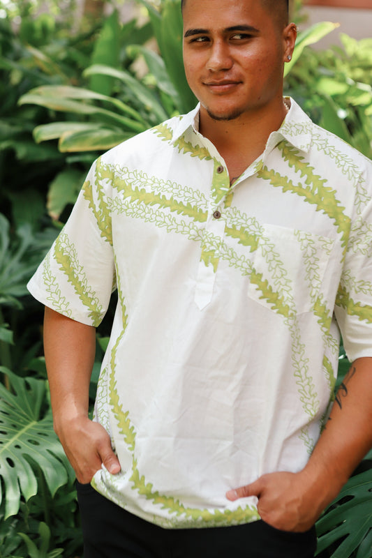 Men's Aloha Shirt | Lei Pakalana White (KALA MAI )