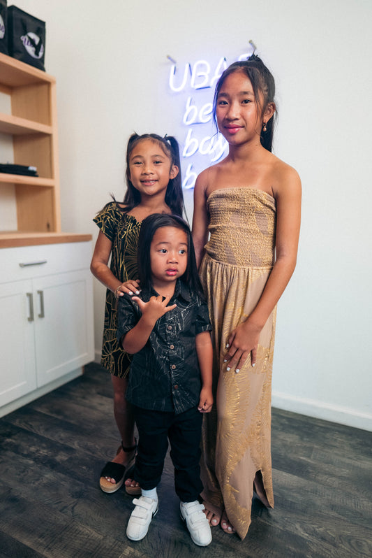 Keiki Kamaile Jumper | Ginger Lei Tan/Metallic Gold (KALA MAI)