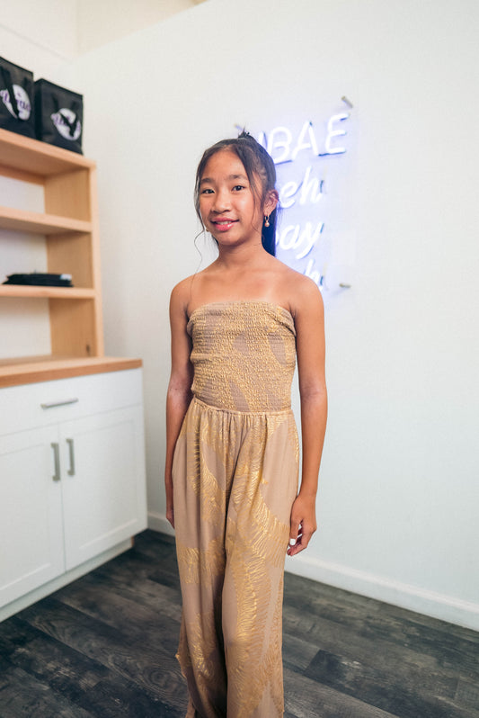 Keiki Kamaile Jumper | Ginger Lei Tan/Metallic Gold (KALA MAI)