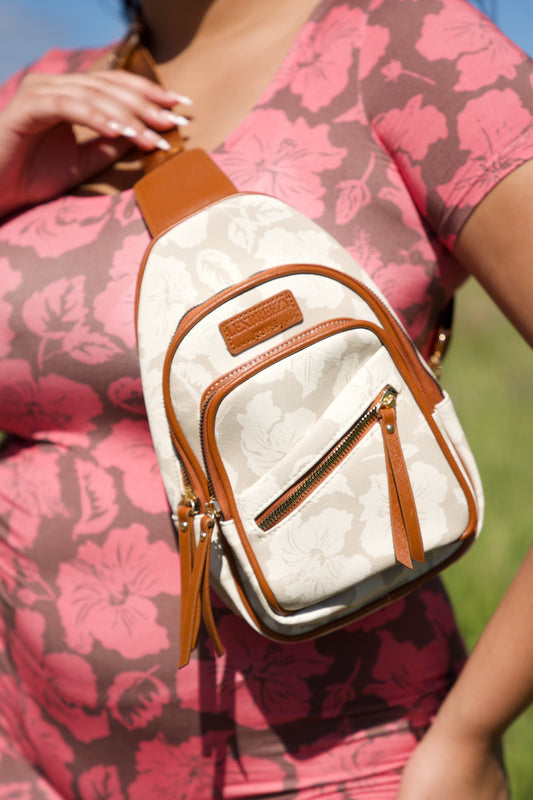 Sling Crossbody Bag | Vanilla Latte Island Hibiscus