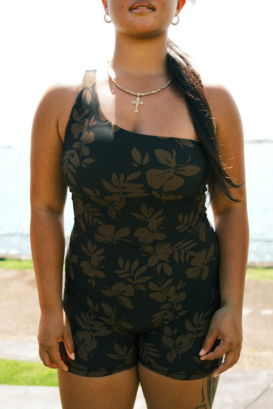 One Shoulder Jumpsuit | Pua Okika Mocha Black