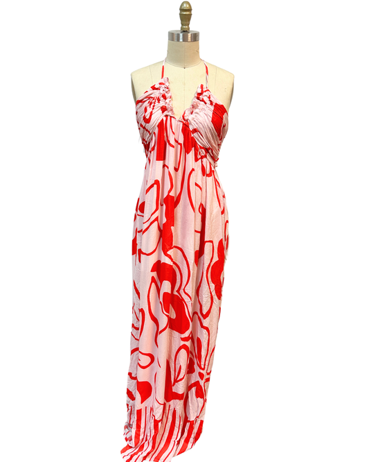 Claire Long Dress | Beach House Pomegranate (Kala Mai)