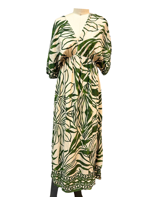 Light Long Dress | Resort Island Palm Green (KALA MAI)