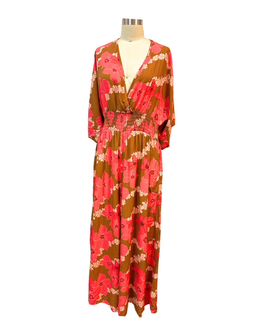 Vacay Long Jumpsuit | Pua Kala Lei Dark Brown