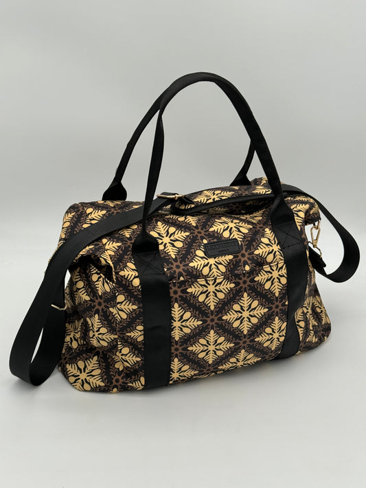 Carry on Duffle | Hawaiian Quilt Gold/Black