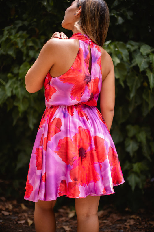 Kalea Cowl Neck Dress | Island Daydream Guava Glow