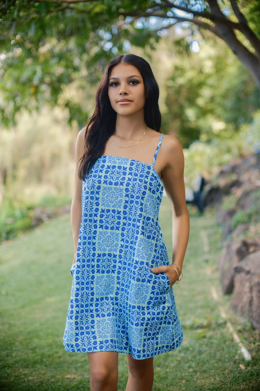hawaiian dress designers Blue XOXO in Honolulu Fabric Design M / Blue Orchid Blast Red Cotton Hawaiian Tea Muumuu Dress features a yoked bodice and soft gathers in a stunning floral design Designer Keely Nakama of @for_simplesustainability