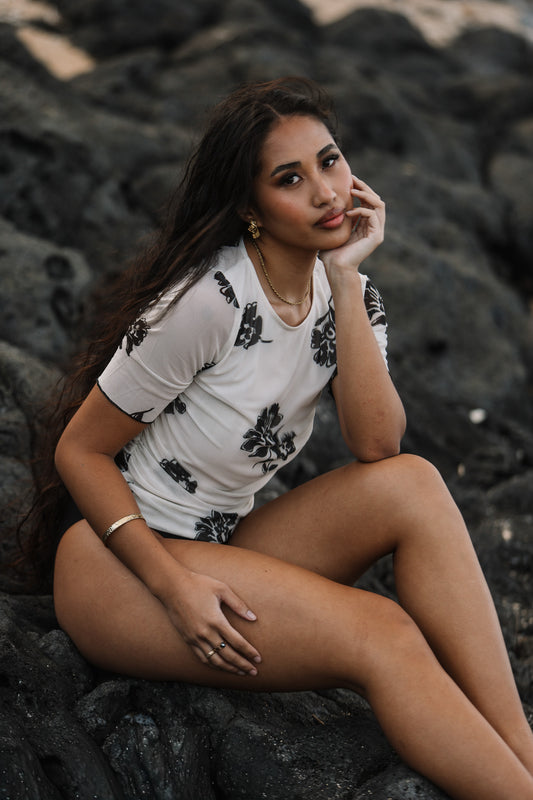 Graceful Mesh Top | Ohia Floral Bright
