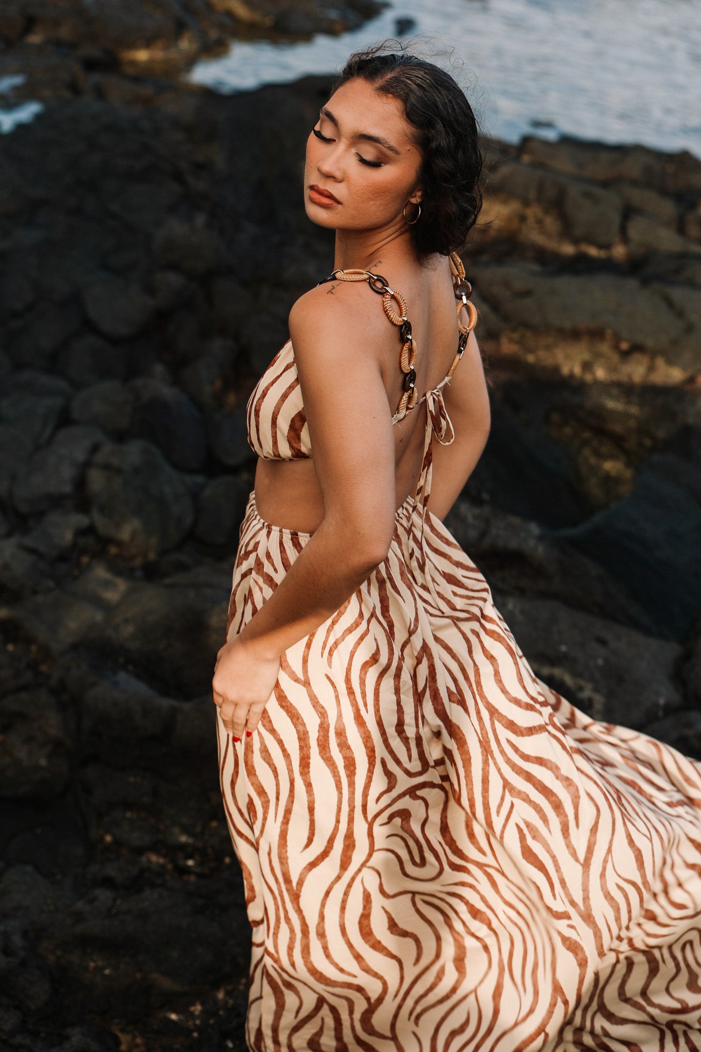 Intent Dress | Koa Flow Driftwood – LexBreezy Hawaii