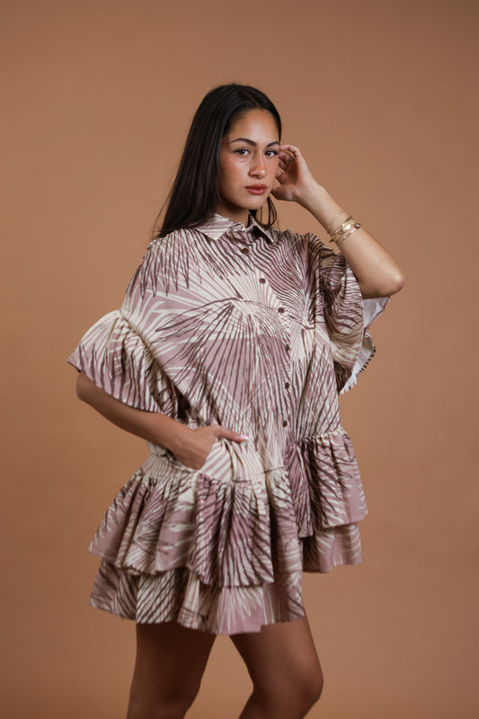 Mei Babydoll Dress | Loulu Palm Grey