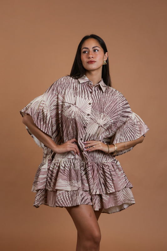 Mei Babydoll Dress | Loulu Palm Grey